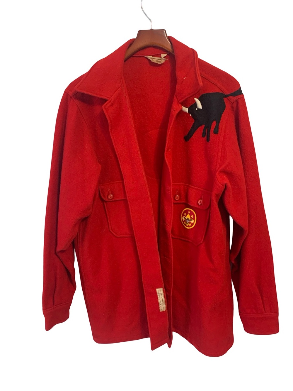 Vtg Boy Scouts Of America BSA Philmont Order Of The Arrow Red Wool Coat